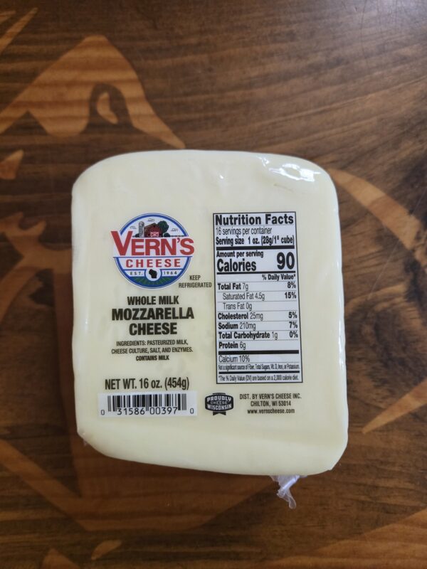 Vern's Whole Milk Mozzarella Cheese